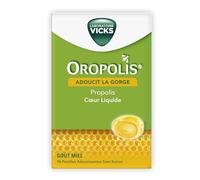 Oropolis Cœur Liquide Propolis Miel du Laboratoire Vicks 16 Pastilles | Pastilles à la propolis d'origine naturelle ; action 2 en 1 rapide et hydratante ; goût miel ; sans sucres ; dès 6 ans.
