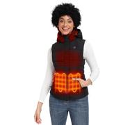 ORORO Gilet Duvet Chauffant Femme avec Batterie et Capuche Détachable Doudoune Sans Manche Chauffante Hiver pour Femme - Chargeur Non Inclus (Noir, XS)