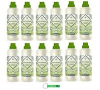 OROVERDE Lot de 12 adoucissants Musc blanc concentré avec parfum de chanvre - Formule concentrée, riche en huiles végétales - 30 lavages 750 ml + porte-clés Beni Culinari