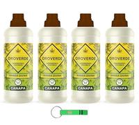 OROVERDE Lot de 4 adoucissants Ambra Divina - Adoucissant concentré avec parfum de chanvre - Formule concentrée, riche en huiles végétales - 30 lavages 750 ml + porte-clés Beni Culinari
