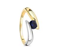 Orovi Bijoux pour Femmes Bague de Fiançailles bicolor en Or Blanc et Or Jaune avec Pierre Précieuse/Pierre de Naissance Septembre Saphir bleu Bague en Or 9 Carats (375)