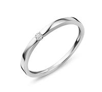 Orovi Femme, 9 Kt / 375 Or Bague avec Diamant en Or Blanc, Bague de Fiançailles et Diamant 0.03 Ct, Bague Solitaire