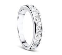 Orovi Femme, 9 Kt / 375 Or Bague avec Diamants en Or Blanc, Bague éternité et Diamants 1.0 Ct, Alliance
