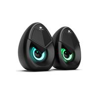OROW Enceinte PC,Haut Parleur 10W, Enceintes Stéréo, Alimentation USB, Aux Jack 3.5 mm,Haut-parleurs PC Gaming 2.0 avec Éclairage LED,pour PC, Ordinateur, Ordinateur Portable(S208)