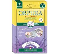 Orphea - Anti Mites Textile, Feuillets Diffuseurs pour Armoires et Tiroirs Naturel, Parfum Bois de Lavande. Anti Mites Ideal pour Vetements, Il agit Immediatement - Durée 3 Mois (6x12 Pieces)