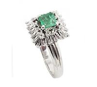 Orphelia Bague Femme Or blanc 14 carats 0,48 carat Diamant HP1 Emerald 0,40 carat Taille 56 RD-3088