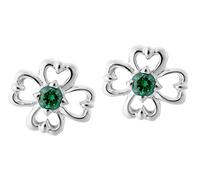 Orphelia - Boucles d'oreille argent rhodié 925 - Oxyde de zirconium - vert Taille ronde - ZO de 7081