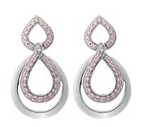 Orphelia - Boucles d'oreille argent rhodié - Oxyde de zirconium - rose Taille ronde de Zirconium - 925 7092
