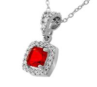 Orphelia Femme 925 Argent|#Silver Balle Rouge Zircon Pendentif FASHIONNECKLACEBRACELETANKLET
