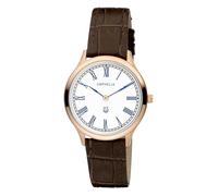 Orphelia Lavardin Montre à quartz pour femme avec cadran argenté, affichage analogique et bracelet en cuir, Marron/or rose, TFV8