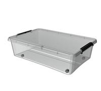 ORPLAST Lot de 6 boîtes de conservation avec couvercle/clips/roues 23 l 58 x 39 x 16 cm Transparent