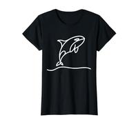 Orque Linéaire Amoureux Océan T-Shirt Graphique avec Valeur, Femme, Noir, L