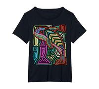 Orque Orque Mola Art par Panama Kuna Tribe T-Shirt, Femme Grandes Tailles, Noir, 5X