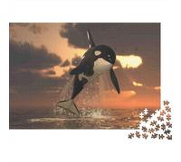 Orque sautant Coucher de Soleil 1000 Pièces Carton Épais Puzzle Classique Senior Jigsaw Enthusiastes Difficile Défiant Décoration Murale Pack De Valeur 70x50cm/1000pcs