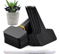 Orrdiffi 100 pièces Etiquette Jardin Exterieur Marqueurs en Plastique de Plantes Type T Plastique Etiquette Potager avec Stylo étanche Etiquetage Réutilisable et Accessoires pour Plantes(Noir）