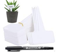 Orrdiffi 100 pièces Etiquette Jardin Exterieur Marqueurs en Plastique de Plantes Type T Plastique Etiquette Potager avec Stylo étanche Etiquetage Réutilisable et Accessoires pour Plantes(Blanc)