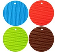 Orrdiffi Dessous de Plat en Silicone Tapis,sous Plat Dessous,Tapis en Silicone Rond Nid d'abeille,Multifonction Repose-Cuillère pour Théières Geteilte-4 Pcs Multicolore