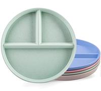 Orrdiffi Lot de 4 Assiette Plate Compartiment au lave-vaisselle et au micro-ondes Incassables, Réutilisables,Légères,sans BPA,Assiettes pour enfants et adultes