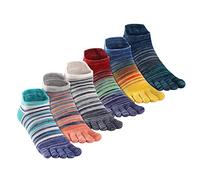 OrrinSports - Chaussettes de course Hommes Femmes Chaussettes de course rayées, coton, chevilles et doigts 6 paires