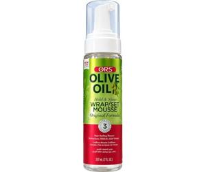 ORS Olive Oil Hold & Shine Mousse Capillaire 207 ml - avec du collagène, du panthénol et de l'huile d'olive pour des cheveux sains, hydratés et brillants, longue durée sans alourdissement
