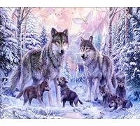 Orsit bricolage 5D Diamond Kit de peinture, Puzzle,Full Diamond broderie point de croix Arts Craft Supply pour la décoration murale à la maison,loups（12X16inch/30X40CM）