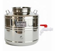 Orso Chef Fût inox 15 litres pour huile et vin - Récipient en acier inoxydable alimentaire avec robinet et bouchon à vis hermétique | Bidon baril pour huile d'olive vin, liquides alimentaires