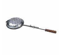 Orso Chef - Poêle perforée pour châtaignes 22 cm. - pivotante rabattable robuste en fer antidérapant pour feu braise cuisinière ou brûleurs gaz idéal pour les chauderrostes, les amandes pois chiches
