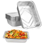 Orssmigs 20 Pièces Barquette Aluminium avec Couvercle - Plat Jetable pour Barbecue, Cuisson, Congélation (1000 ml)
