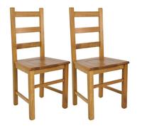 ORTA - Lot de 2 Chaises Teinté Chêne et Assises en Bois