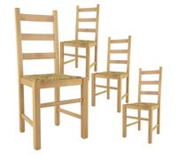 ORTA - Lot de 4 Chaises Naturelles et Assises en Paille