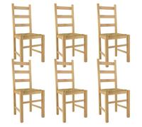 ORTA - Lot de 6 Chaises Naturelles et Assises en Paille - Altobuy Beige