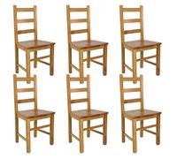 ORTA - Lot de 6 Chaises Teinté Chêne et Assises en Bois - Altobuy Beige