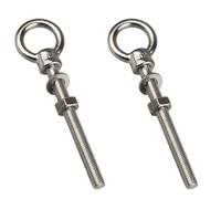 ORTAVA Lot de 2 vis à œil longues M8 x 80 mm, avec rondelles et écrous hexagonaux, en acier inoxydable 316 V4A A4, boulons à œil pour la fixation et la suspension