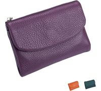 Ortefeuille Unisexe en Cuir Galet, Petit Portefeuille pour Femme, Porte-Monnaie en Cuir Véritable De 13,5 Cm avec Porte-Cartes, Compartiment À Monnaie Et Fentes pour Billets