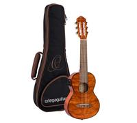 Ortega Guitars Guitare de Voyage Électro-Acoustique - Mini Travel Series - Acajou Flammé, Naturel Brillant (RGLE18FMH)