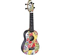 Ortega Guitars Ukulélé Soprano coloré - Keiki K2 - Kit de démarrage incluant Accordeur, Courroie, 5 Médiators Medium et Sac à cordon - el muerto (K2-EM)