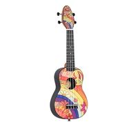 Ortega Guitars Ukulélé Soprano coloré - modèle gaucher - Keiki K2 - Kit de démarrage incluant Accordeur, Courroie, 5 Médiators Medium et Sac à cordon - peace '68 (K2-68-L)