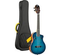 Ortega Guitars Ukulélé Ténor Électro-Acoustique - Corps Plein - Tourplayer Series - Housse Incluse - Érable Flammé/Okoumé, Bleu (RTPX-U-FMA)