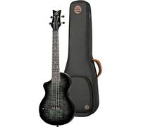 Ortega Guitars Ukulélé Ténor Gaucher - Électro-Acoustique, Corps Plein - Neo Series - Housse Incluse - Érable Flammé/Okoumé, Noir/Gris (NEO-U-TGB-L)