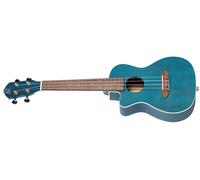 Ortega Guitars Ukulélé Concert Gaucher Électro-Acoustique - Série Earth - avec Pan Coupé - Okoumé, Bleu Foncé (RUOCEAN-CE-L)