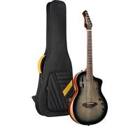 Ortega TourPlayer Thinline Crossover Guitare électrique à cordes en nylon avec sac de transport Pro, motif érable flammé (RTPG-LS1)