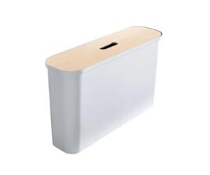 Orthex Banc de rangement étroit - Boîte de rangement rectangulaire en plastique avec couvercle articulé - 42 x 72 x 21.5 cm - 46 litres - Blanc - Résistant au choc