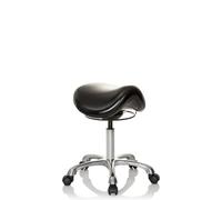 HJH Office Tabouret selle Ortho Sit simili cuir noir – ergonomique, réglable, roulettes