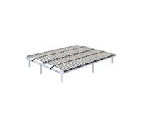 ORTHO Sommier acier à lattes en bois avec bande stabilisatrice Blanc 140x200 cm avec pieds