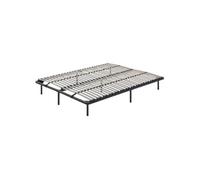 ORTHO Sommier acier à lattes en bois avec bande stabilisatrice Noir 140x200 cm avec pieds