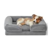 Orthopedic dog bed, Produits populaires for animaux de compagnie Canapé en peluche for chien Confortable Déhoussable Nettoyage Universel Nid moyen et grand ,Memory foam dog bed(Light gray,105 81 18cm)