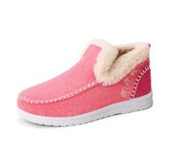 Orthopedic Fleece Slip-On Boots,Women's Warm Plush Lined Non-Slip Flat Shoes Winter Casual Ankle Booties Shoes (Pink,33)