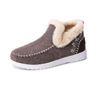 Orthopedic Fleece Slip-On Boots,Women's Warm Plush Lined Non-Slip Flat Shoes Winter Casual Ankle Booties Shoes (Coffee,32.5)