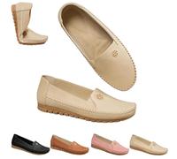 Orthopedic Shoes for Women,Leather Flowers Arch Support Flats Slip on Flats Comfort Walking Shoes Fashion Lightweight Outdoor Business Loafers (Beige,42)