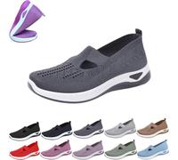 Orthopedic Slip-on Sneakers for Women Wide Width 2026 Soft Sole with Arch Support, Mesh Breathable Upper, Cushion Comfort Wedge Design Knit Sneaker (Dark Gray,38)